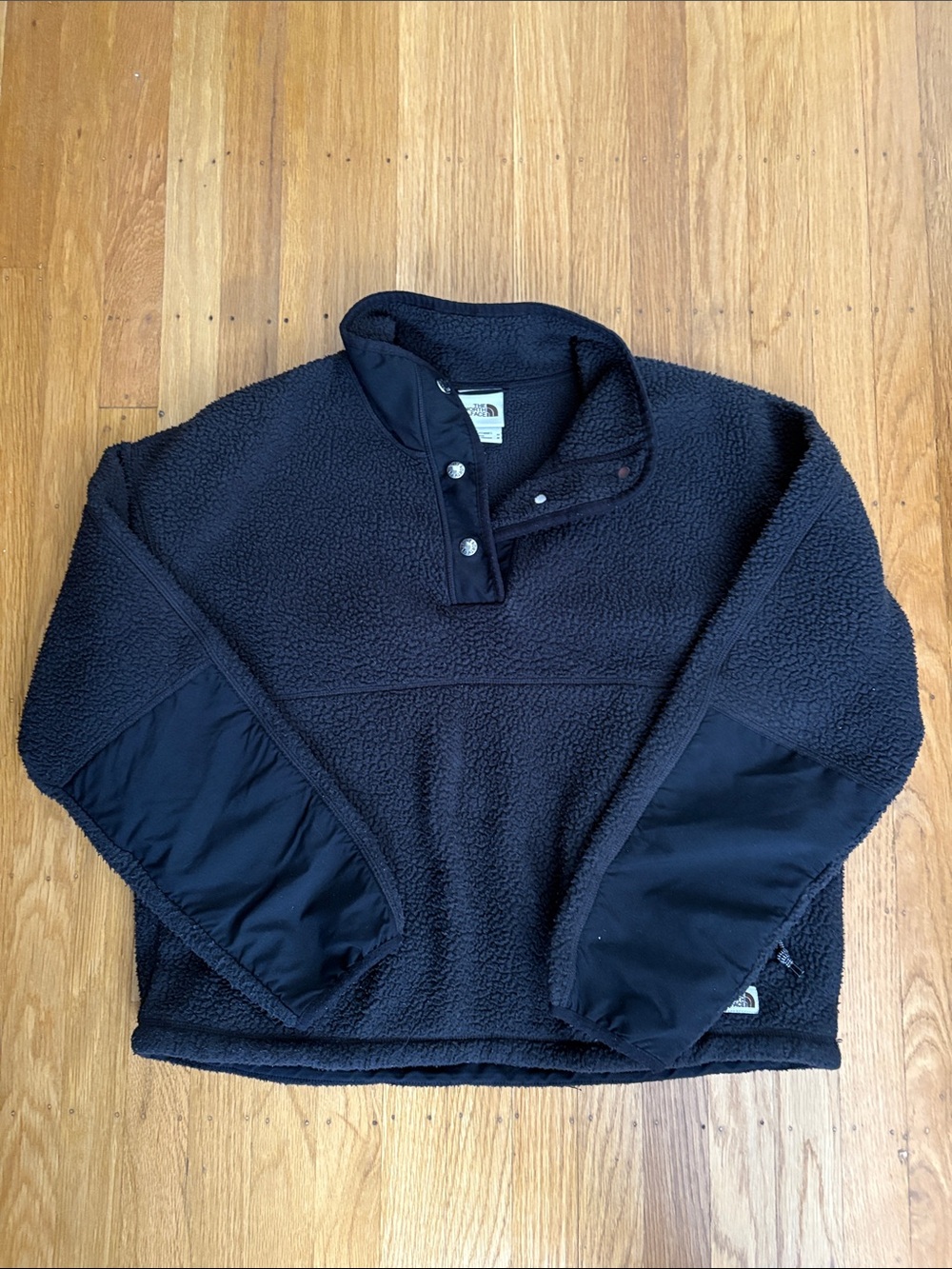 The North Face Black Sherpa Snap-Neck Pullover Jacket